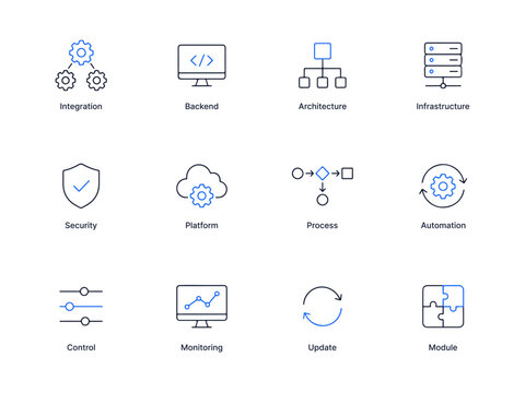 IT Infrastructure and Software Engineering Icon Set