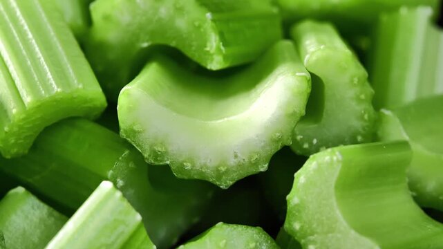 Close-Up of Fresh Sliced Celery	