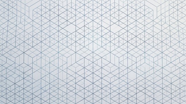 Abstract Geometric Grid Pattern Background, White and Blue Isometric Cube Wireframe Texture, Minimalist Architectural Line Design