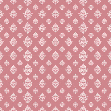 Damask Wallpaper Vintage Floral Seamless Antique Rose Ornamental Pattern for Textile and Home Decor.