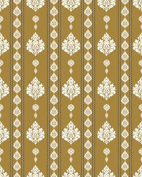 Damask Floral Pattern Vintage Antique Wallpaper Ornate Seamless Decorative Design.