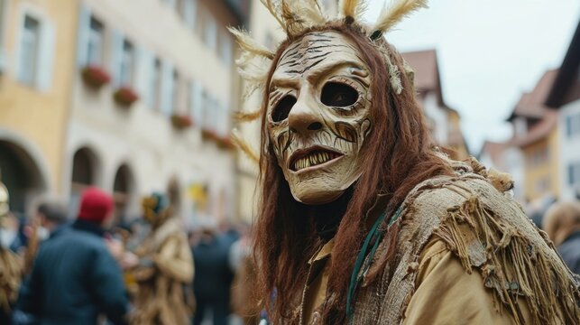 Traditional Swabian-Alemannic Carnival Masked Figure in Germany