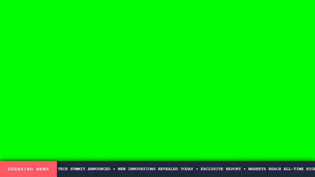 Breaking news bottom banner scroll ticker on green screen