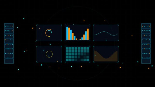 Digital dashboard with graphs charts and data visualizations on grid layout