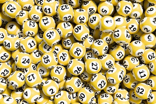 Lottery balls with numbers 1 to 50 background