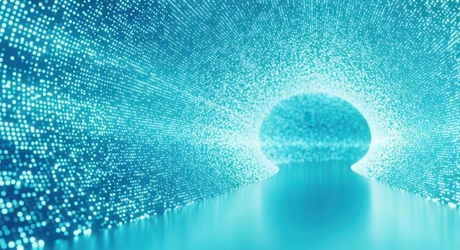 Neon blue abstract cyber tunnel background