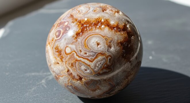 Natural crystal stone sphere 