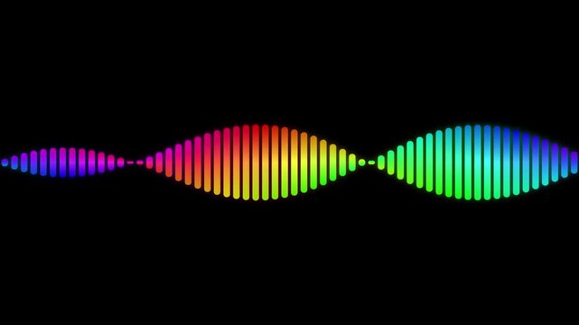Vibrant Rainbow Sound Wave Visualizer Oscillating on a Solid Black Background Motion Graphic Loop