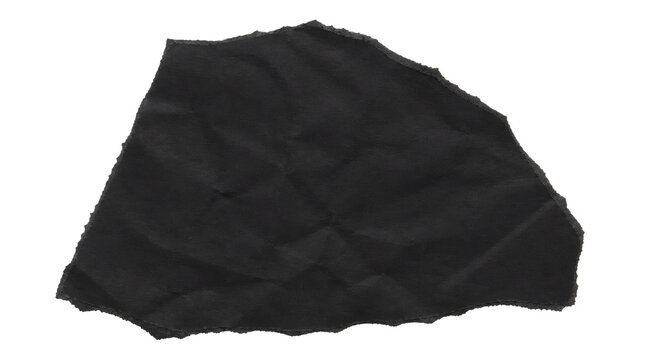 Torn Black Paper Piece Isolated on Transparent Background