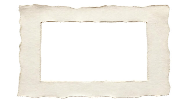 Torn Paper Frame with Natural Edges on Transparent Background