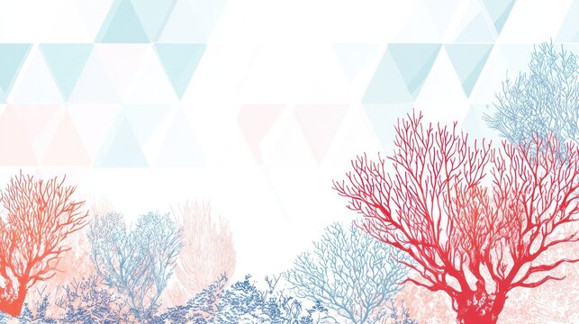 Vibrant Coral Reef Illustration with Geometric Shapes.