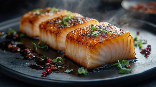 salmon fillets cooking on cedar planks on grill