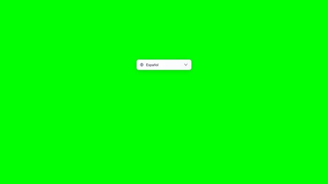 Language Selector Dropdown Menu Interface Animation with International Options on Green Screen