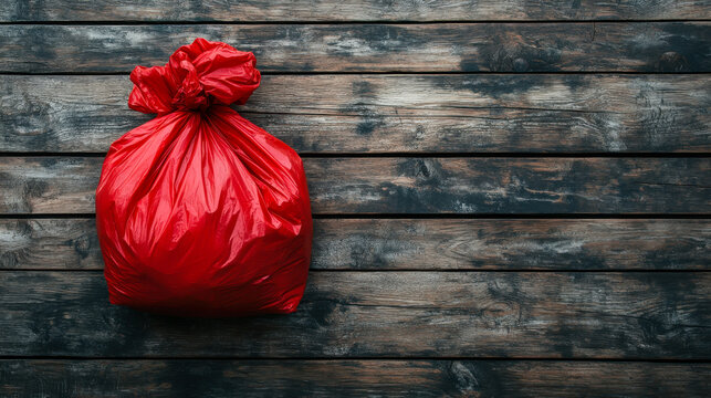 plastic bag for shopping on rustic background. sustainable lifestyle concept