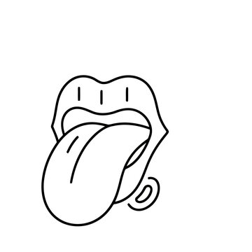 Mouth with tongue sticking out and lip piercing