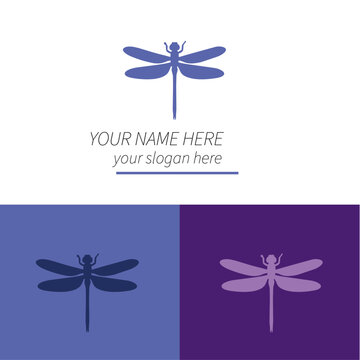 Beautiful purple dragonfly logo design and branding