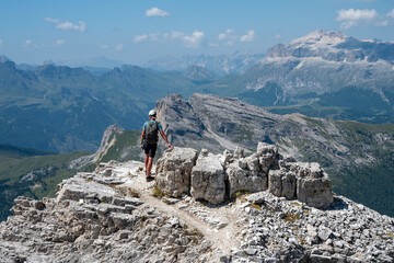 A man on the way to Monte Lagazuoi Piccolo. Alps, Dolomites, Italy. © Tomasz Warszewski