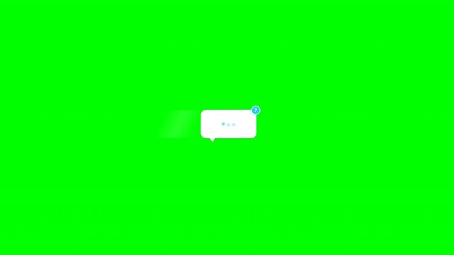 Chat message comment bubble pop animation on green screen