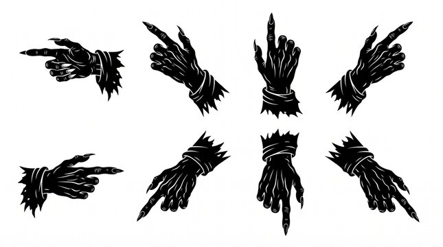 Vintage Spooky Pointing Skeleton Hands Set