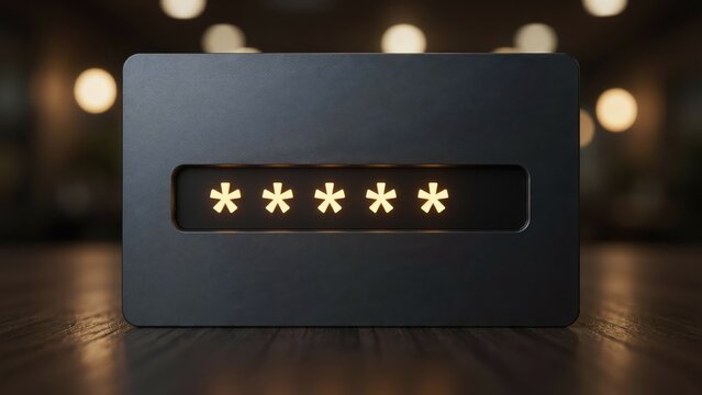 Dark gray rectangular panel with five glowing yellow asterisk symbols