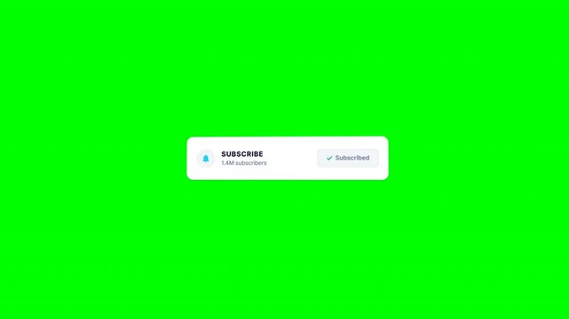 Animated subscribe button pop up alert on green screen