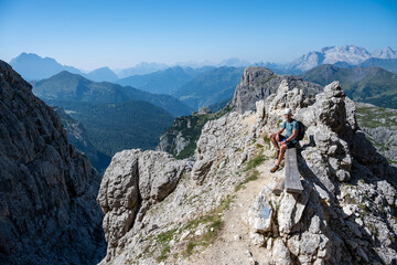 A man on the way to Monte Lagazuoi Piccolo. Alps, Dolomites, Italy. © Tomasz Warszewski