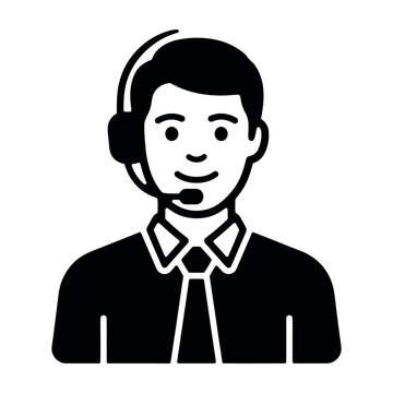 Customer service representative icon black silhouette on a white background