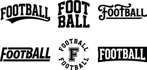 Fototapeta premium Football sports typography set, athletic college team text logo, varsity font and vintage league lettering badges