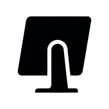Computer monitor icon on white background, isolated flat symbol design vector illustration. Desk pc display unit graphic, digital screen pictogram for interface and web design.