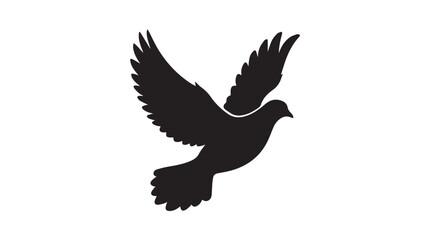 Fototapeta premium Vactors Minimalist Flying Dove Silhouette Vector Graphics. Black Bird Outline Isolated on White Background. Modern Pigeon Illustration for Logo Design, Labels