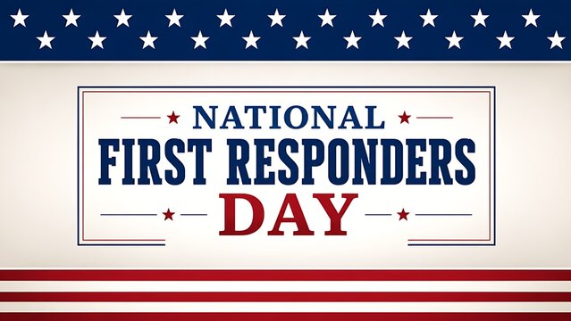 National First Responders Day classic frame banner with top star border and flag stripes