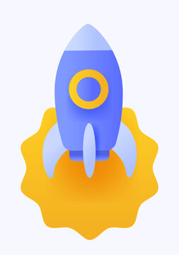 Startup launch and boost rocket vector icon
