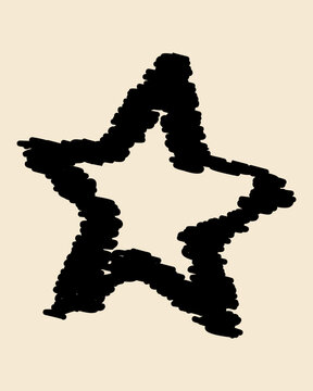 Hand Drawn Black Star in Scribble Sketch Style for Halloween and Decorative Designs