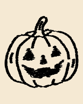 Hand Drawn Jack O Lantern Pumpkin in Scribble Sketch Style for Halloween Decoration