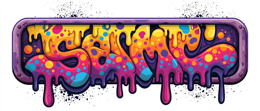 Vibrant graffiti broadcast frame with liquid paint drips