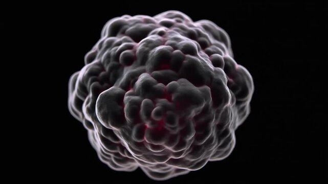 Extreme macro footage of a single isolated cluster of human melanoma cells