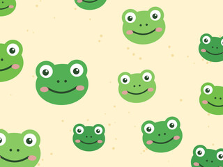 Naklejka premium Kawaii Cartoon Frogs Happy Green Pattern