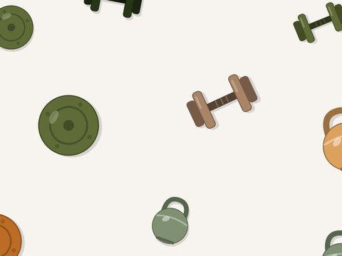 Fitness Workout Weights Scattered Colorful Background Design