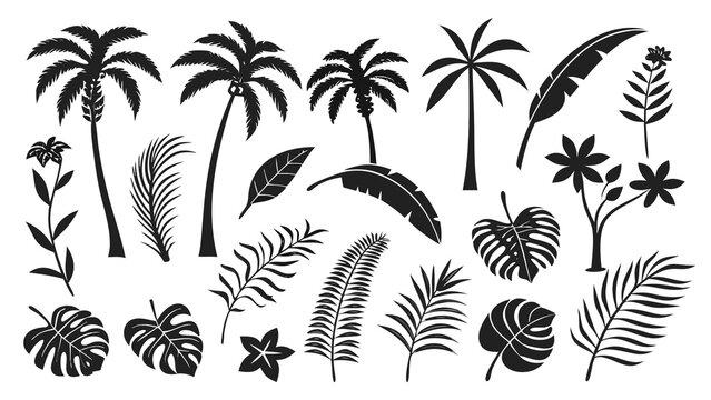 Seamless Tropical Floral Pattern with Lush Green Plants and Palm Trees for Botanical Nature and Decorative Design