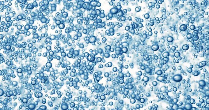 Abstract blue water bubbles background with floating air spheres.