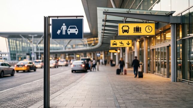 Modern airport terminal drop-off area