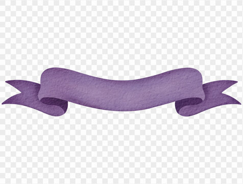 Purple curved ribbon banner watercolor Halloween decoration Vector.