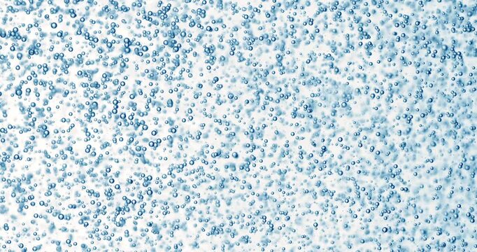 Abstract blue water bubbles background with floating air spheres.
