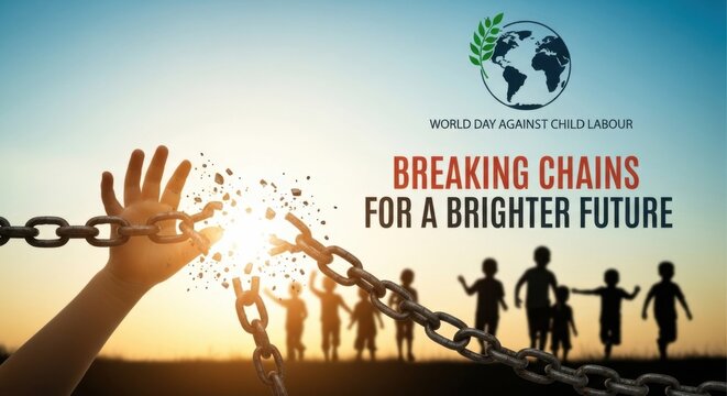 Breaking chains for a brighter future, freedom concept