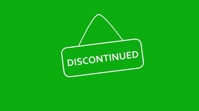 Discontinued hanging sign animation sequence on green screen