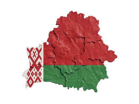 Belarus map clay style red green white colors national icon.