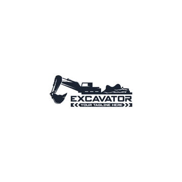 Construction machine, bulldozer, Exavator company  logo vector. Suitable for your design need, logo, illustration, animation, etc.