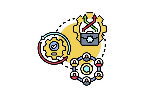 Business process management concept shows a systematic approach to making an organization's workflow more effective, efficient, and capable of adapting to an ever changing environment
