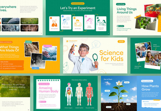 Elementary School Education Presentation Template with Science Class Theme for Children's Learning