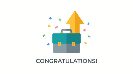 Obraz premium Flat vector illustration of a briefcase with an upward arrow representing professional career growth and success.